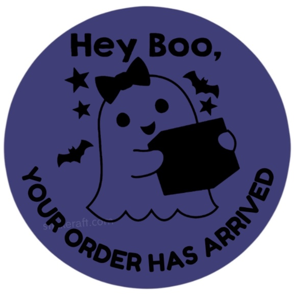 Hey Boo Your Order's Here Packaging Stickers halloween Ghost Customer Thank You - Picture 2 of 4